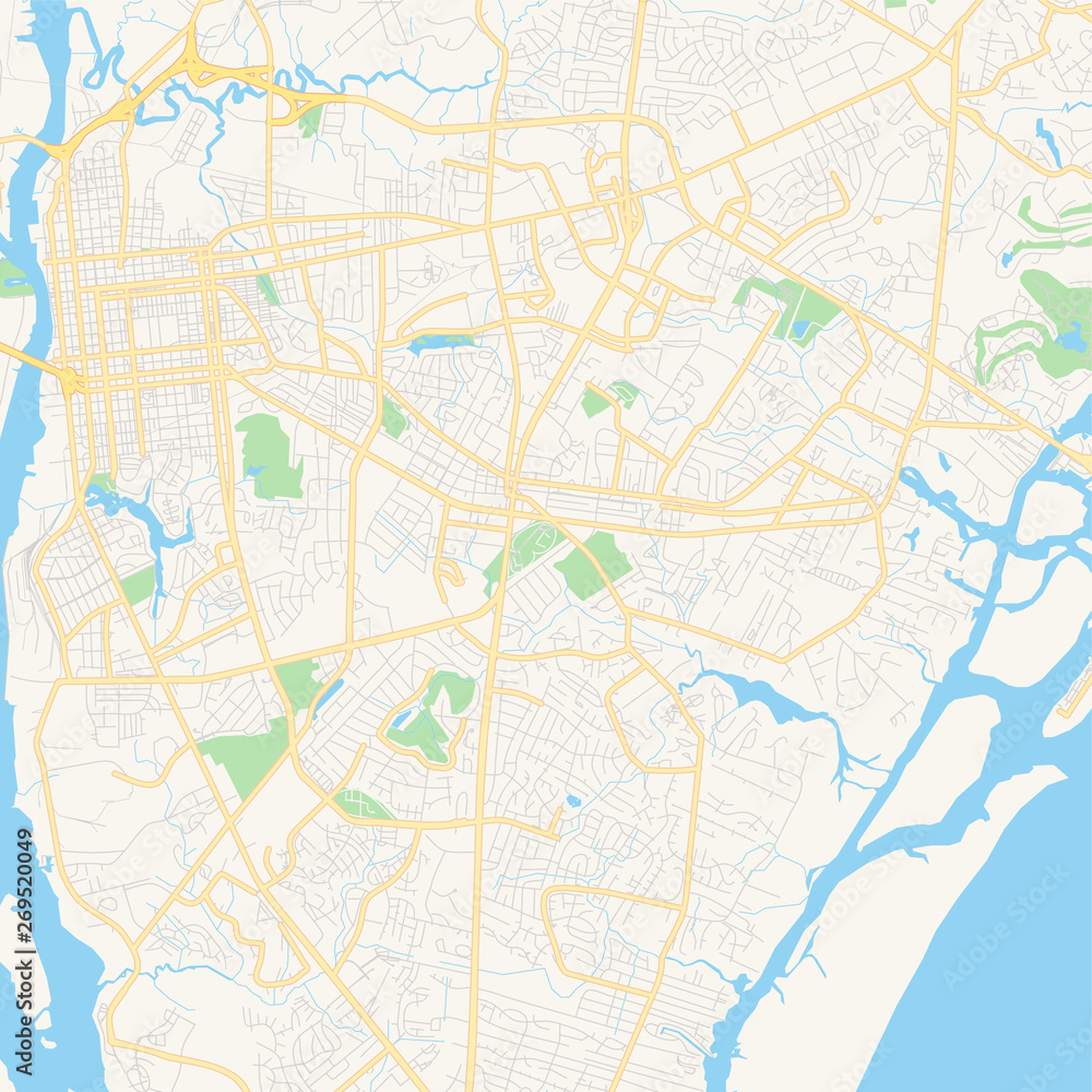 Empty vector map of Wilmington, North Carolina, USA