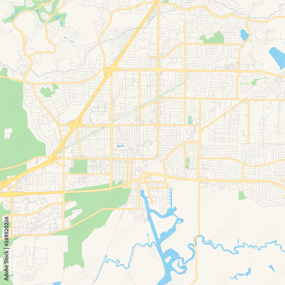 Fototapeta premium Empty vector map of Fairfield, California, USA