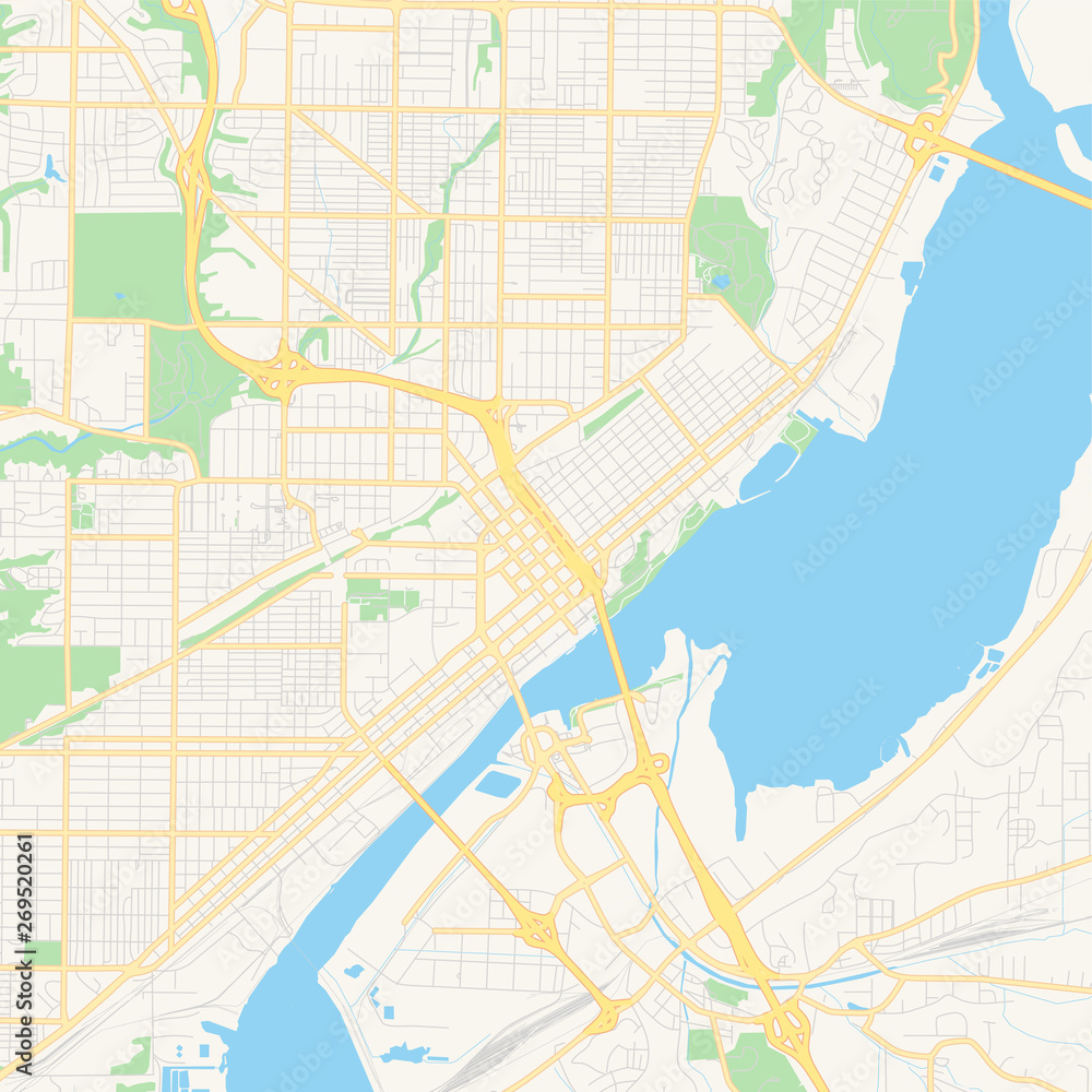 Fototapeta premium Empty vector map of Peoria, Illinois, USA