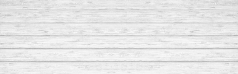 Panorama of white wood plank texture and seamless background