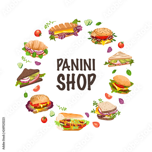 sandwiches and panini vector  illustration