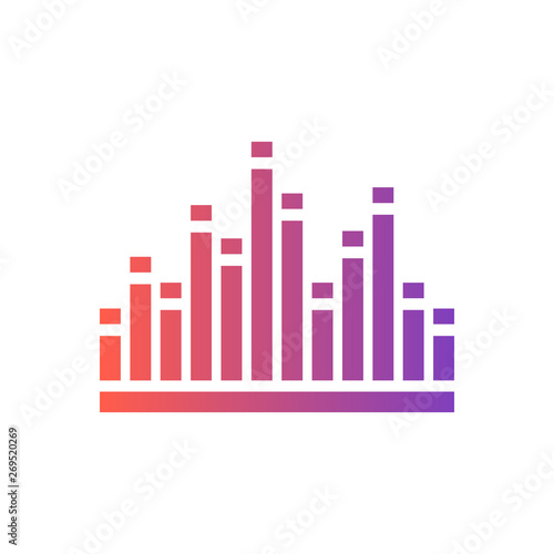 white equalizer icon on gradient colored violet background