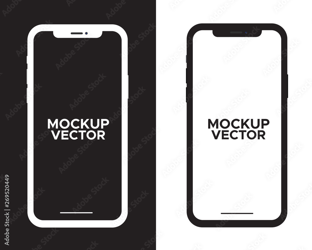 Mobile phone duo color black and white with blank screen isolated on white background Mobile phone duo color black and white with blank screen isolated on white background