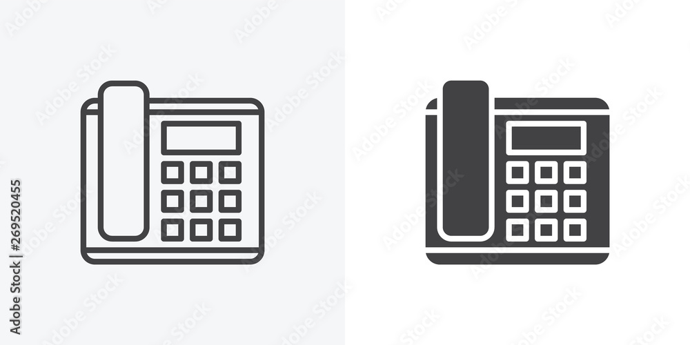 Office phone icon. line and glyph version, office telephone with buttons  outline and filled vector sign. linear and full pictogram. Symbol, logo  illustration. Different style icons set Stock Vector | Adobe Stock