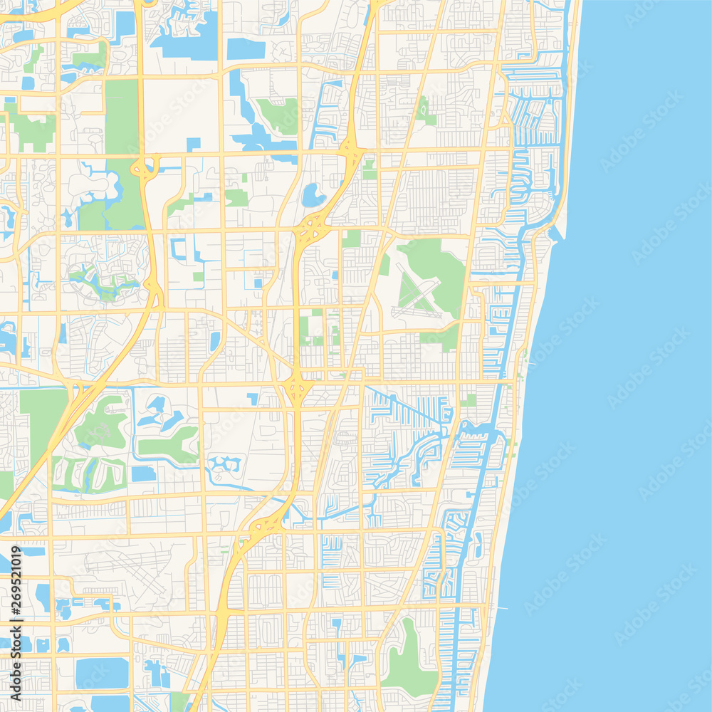 Fototapeta premium Empty vector map of Pompano Beach, Florida, USA