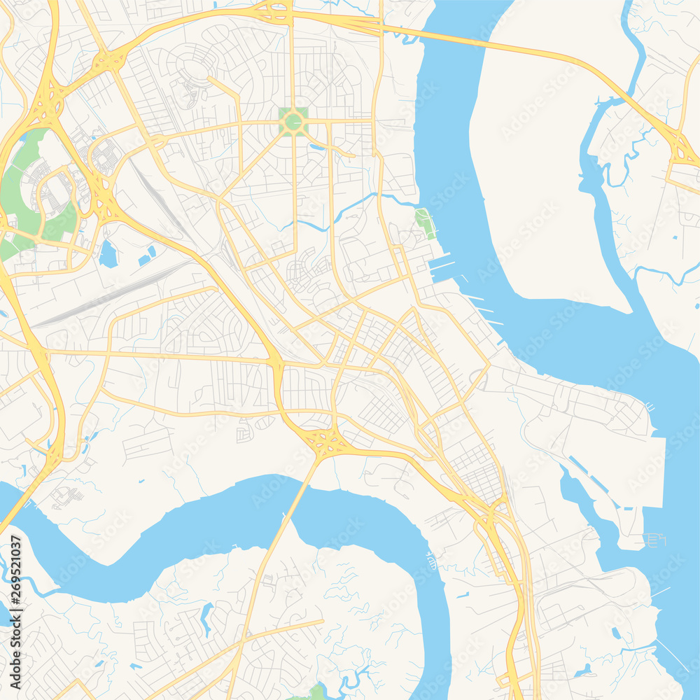 Empty vector map of North Charleston, South Carolina, USA