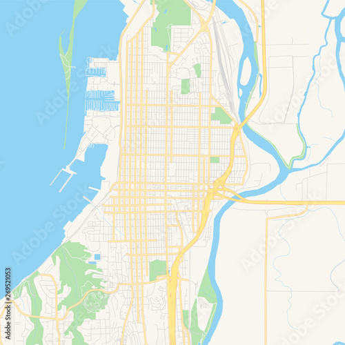 Empty vector map of Everett, Washington, USA