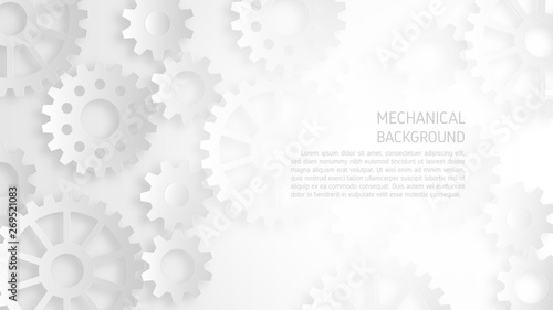 Abstract white mechanical gear background concept.
