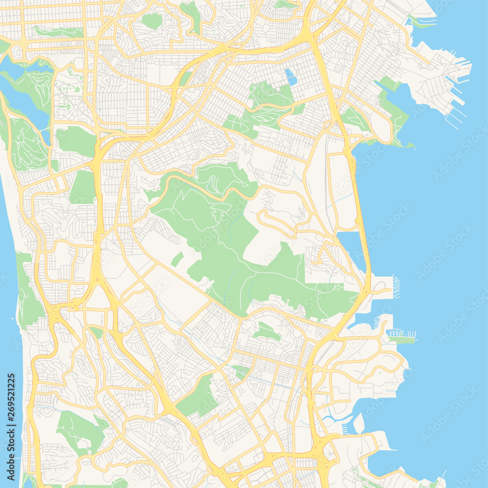 Naklejka premium Empty vector map of Daly City, California, USA