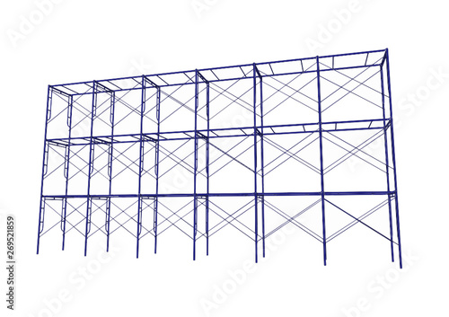 Vector of Scaffolding frame Japanese standard type isolated on white background. Can be fill dimension or other safety standard by user. Use for construction content or scaffolding vendor.