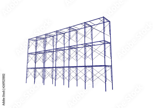 Vector of Scaffolding frame Japanese standard type isolated on white background. Can be fill dimension or other safety standard by user. Use for construction content or scaffolding vendor.
