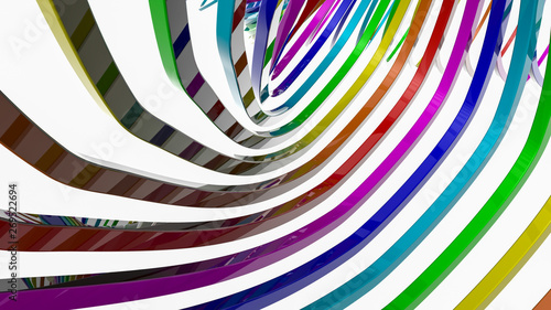 background from multi-colored three-dimensional stripes. Abstract rainbow illustration. 3d render