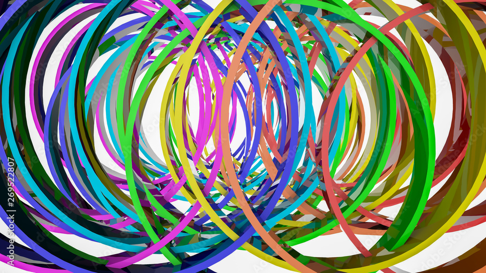 background from multi-colored three-dimensional stripes. Abstract rainbow illustration. 3d render