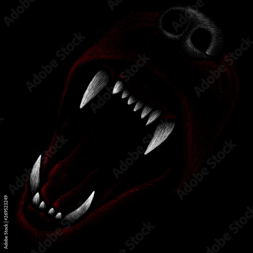 The Vector logo dog  or wolf for tattoo or T-shirt design or outwear.  Cute print style dog  or wolf  background.