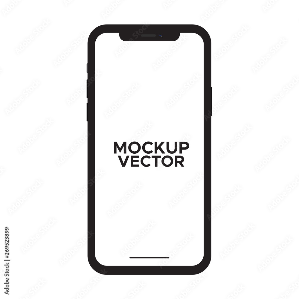 Black smartphone mockup with blank screen on white backgorund Black smartphone mockup with blank screen on white backgorund