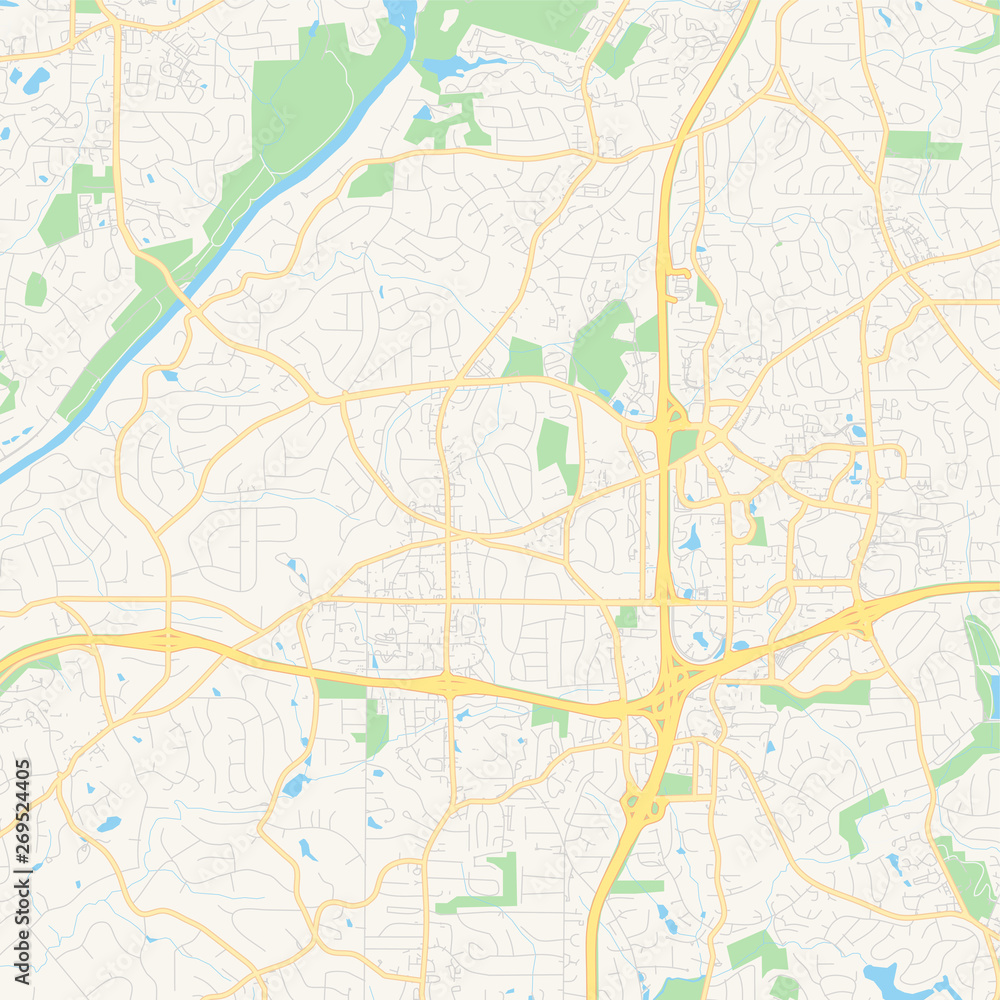 Empty vector map of Sandy Springs, Georgia, USA
