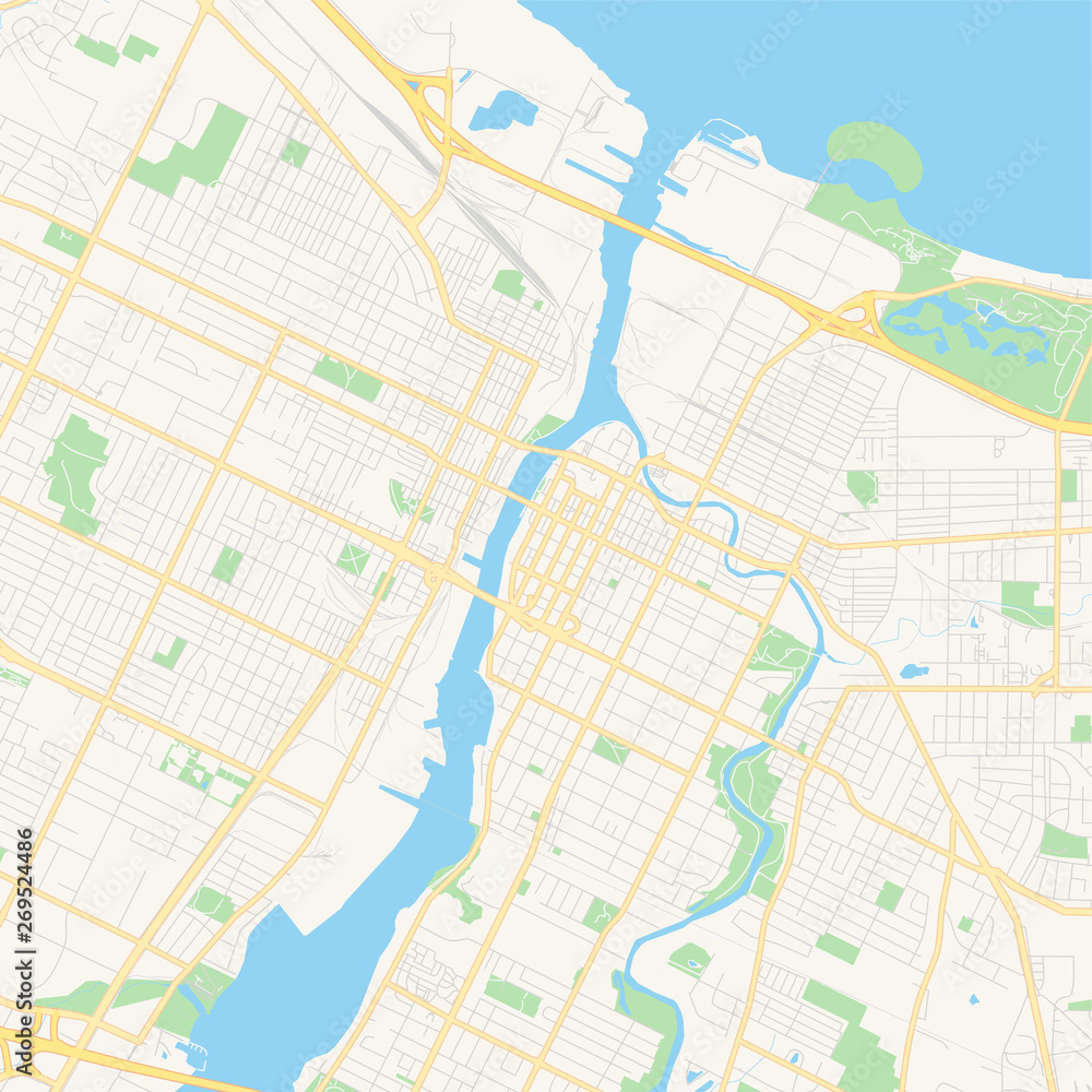 Obraz premium Empty vector map of Green Bay, Wisconsin, USA