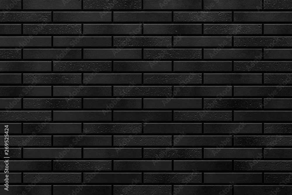 Modern black brick wall texture for background - obrazy, fototapety, plakaty 