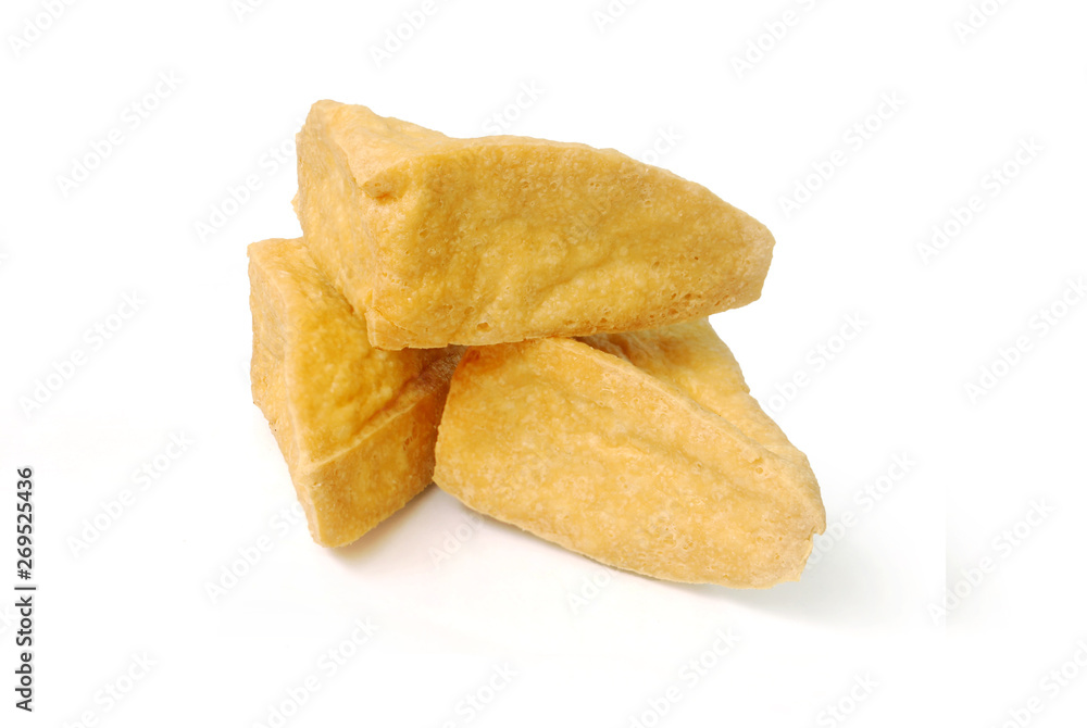 Fried Tofu on white background.(with Clipping Path). Fried Tofu on white background.(with Clipping Path).