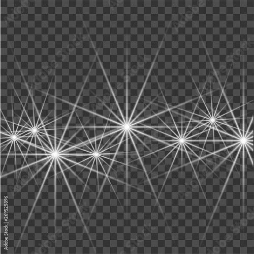 White beautiful light explodes with a transparent explosion. Vector  bright illustration for perfect effect with sparkles. Bright Star. Transparent shine of the gloss gradient  bright flash.