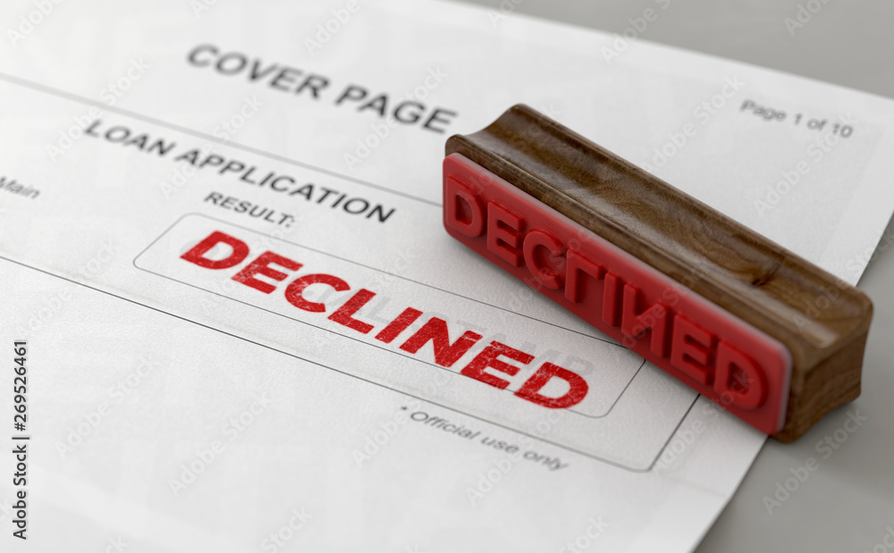 Obraz premium Declined Stamp And Application Form