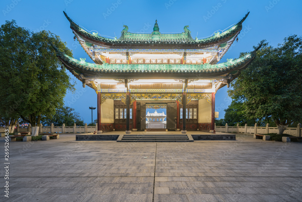 Ancient architecture temple pagoda in the park, Chongqing, China