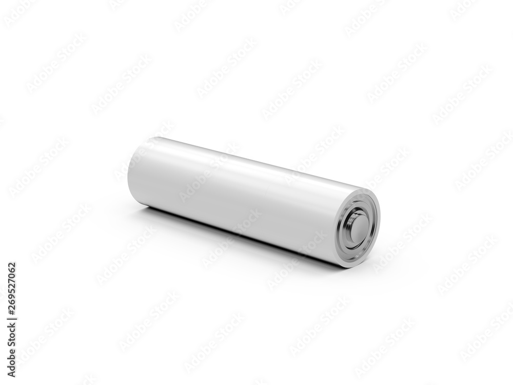 Blank power battery, empty AA accumulator, clear cylinder ecology battery mock up template on isolated white background, 3d illustration Blank power battery, empty AA accumulator, clear cylinder ecology battery mock up template on isolated white background, 3d illustration