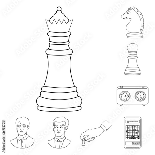 Vector design of piece and strategy logo. Set of piece and play vector icon for stock.