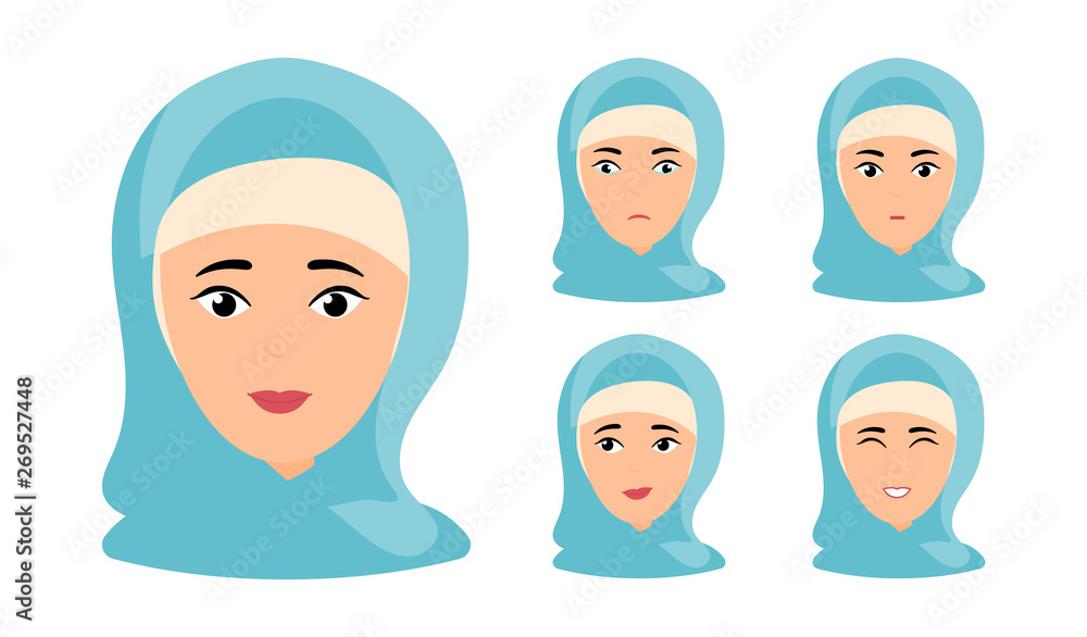 Beautiful woman portrait with different facial expressions Beautiful woman portrait with different facial expressions