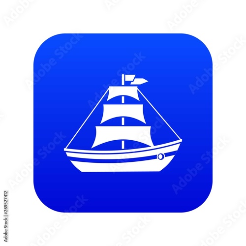 Boat with sails icon digital blue for any design isolated on white vector illustration © ylivdesign