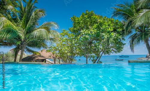 beautiful swimming pool in tropical resort   Phangan island  Thailand.