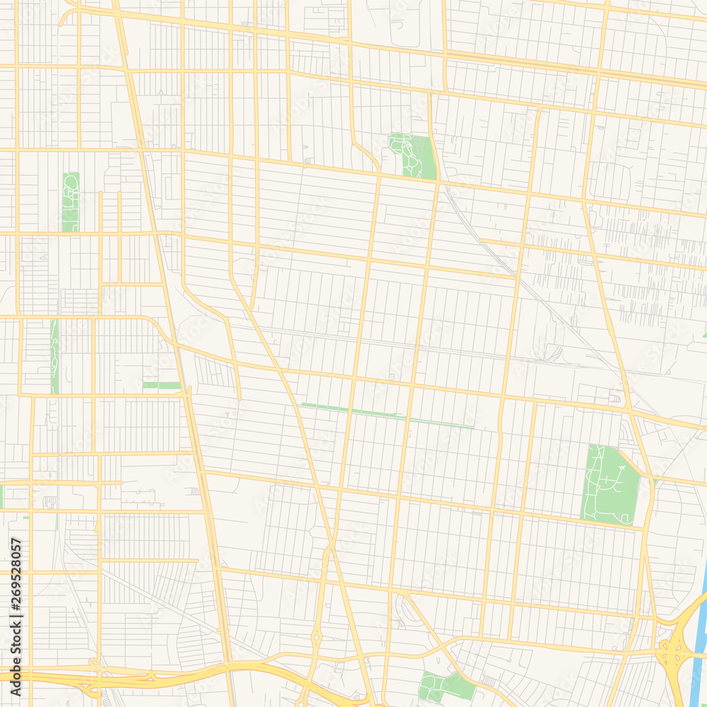 Empty vector map of South Gate, California, USA