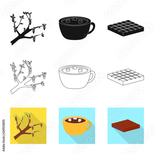 Isolated object of food and yummy symbol. Collection of food and brown vector icon for stock.