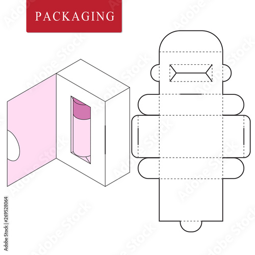 Vector Illustration of Box.Package Template. Isolated White Retail Mock up.No glue.