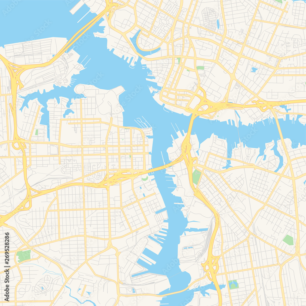 Empty vector map of Portsmouth, Virginia, USA