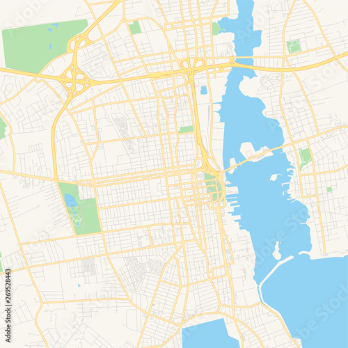 Empty vector map of New Bedford, Massachusetts, USA photo
