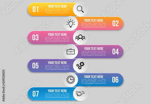 Vector Infographic Design Template with Options Steps and Marketing Icons can be used for info graph, presentations, process, diagrams, annual reports, workflow layout