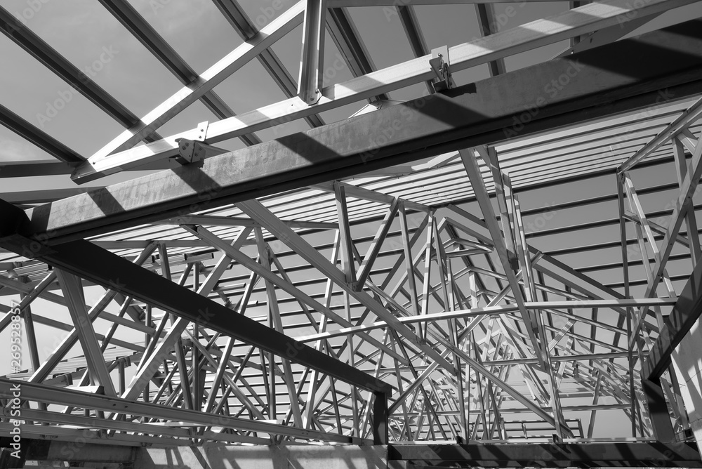 Structure of steel roof frame. Structure of steel roof frame.
