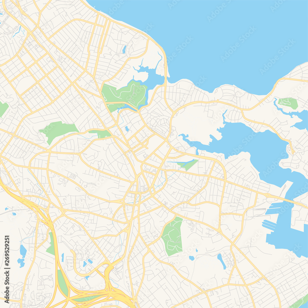 Fototapeta premium Empty vector map of Quincy, Massachusetts, USA