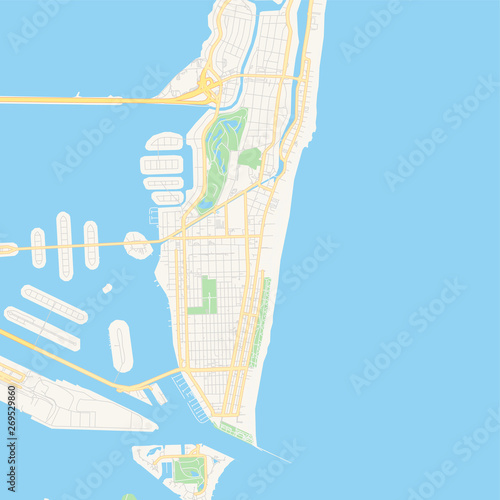 Empty vector map of Miami Beach, Florida, USA