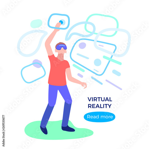 Wallpaper Mural Virtual reality. Man with glass, headset. Network digital technology. Torontodigital.ca