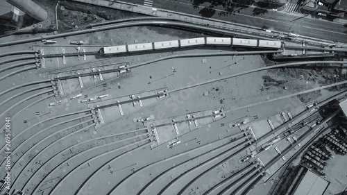 Tableau sur toile aerial view of railway track monorail