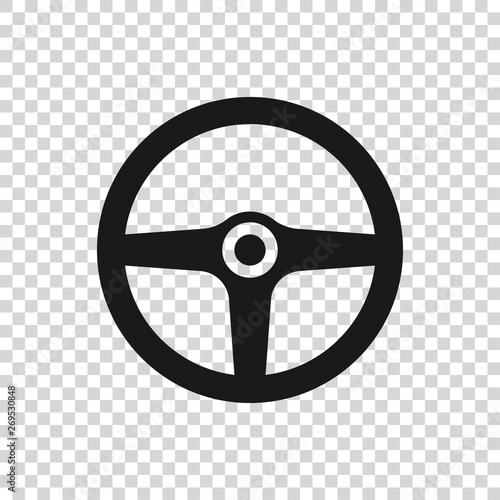 Grey Steering wheel icon isolated on transparent background. Car wheel icon. Vector Illustration