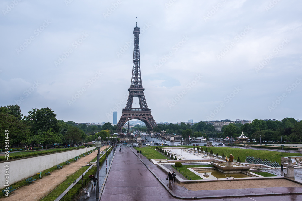 Panoramic Eiffel Tower of Paris France Panoramic Eiffel Tower of Paris France