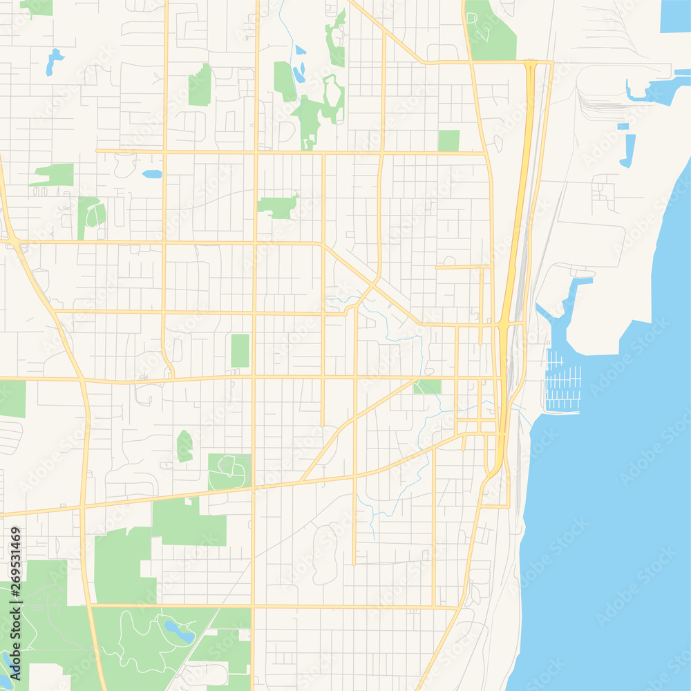 Naklejka premium Empty vector map of Waukegan, Illinois, USA