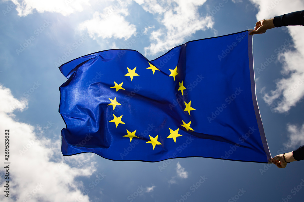 The flag of Europe waving in the wind The flag of Europe waving in the wind