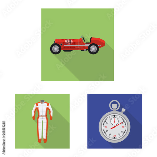 Vector design of car and rally symbol. Set of car and race vector icon for stock.