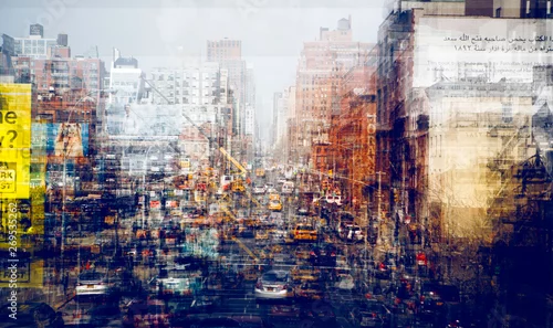 Obraz New York City Taxi Cabs Collage Streszczenie