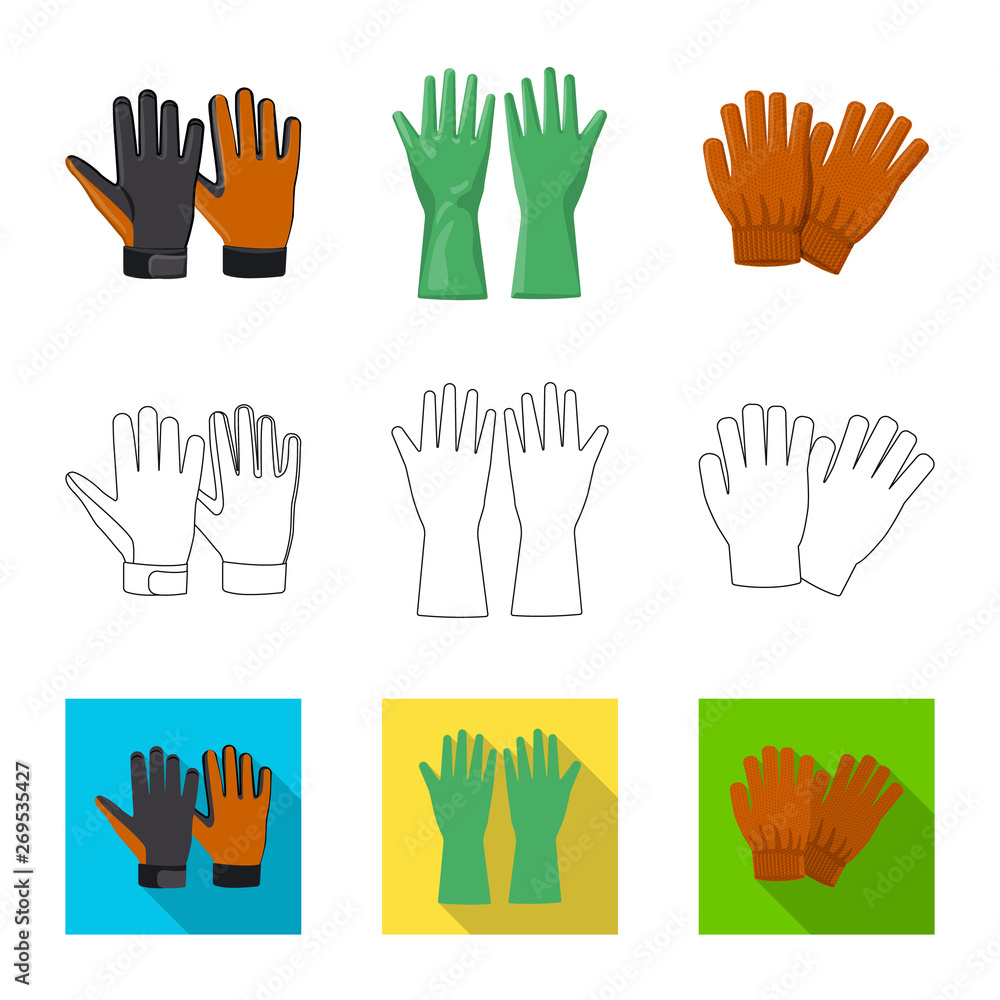 Isolated object of glove and winter symbol. Set of glove and equipment stock symbol for web. Isolated object of glove and winter symbol. Set of glove and equipment stock symbol for web.