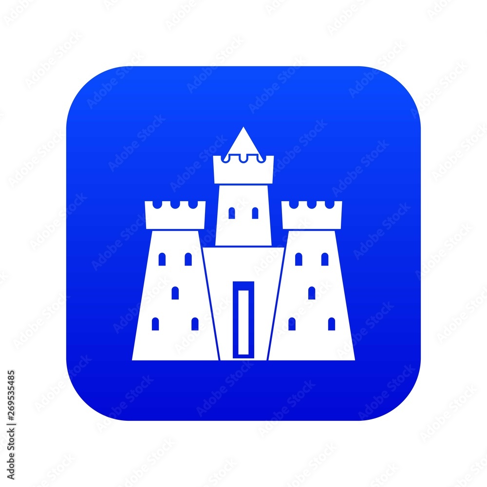 Ancient castle palace icon digital blue for any design isolated on white vector illustration Ancient castle palace icon digital blue for any design isolated on white vector illustration